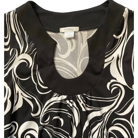 DRESS BARN WOMAN Black White Tunic Top Size 18/20 Swirls Keyhole CareerMade USA - Picture 5 of 12